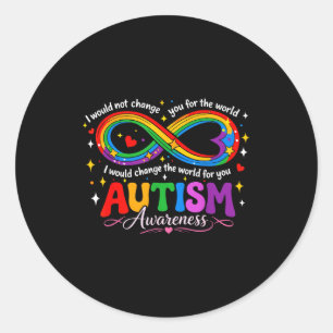 Pegatina Redonda Conciencia infinita del autismo mamá arcoíris
