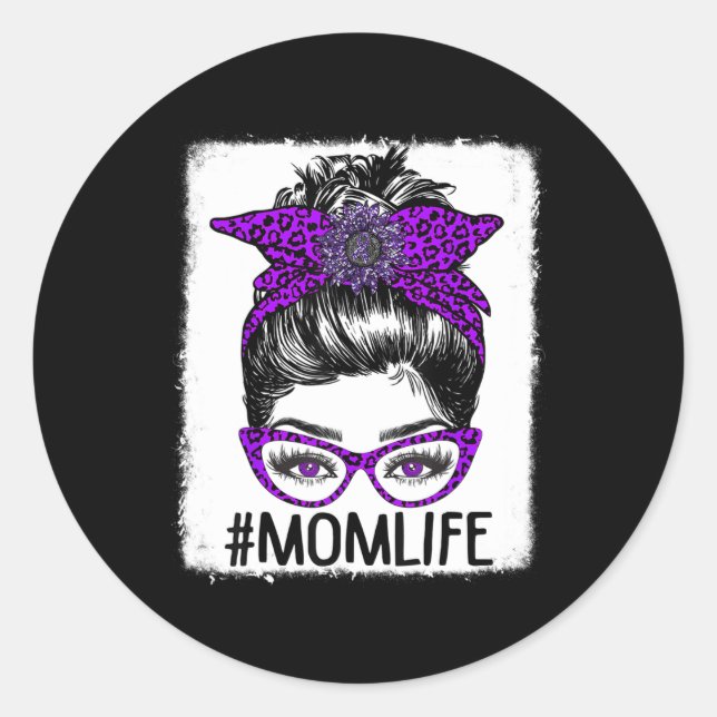 Pegatina Redonda Conciencia Mamá Vida Desordenado Día de la Madre L (Anverso)