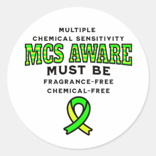 Pegatina Redonda Conciencia MCS de sensibilidad química múltiple