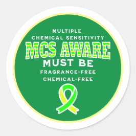 Pegatina Redonda Conciencia MCS de sensibilidad química múltiple