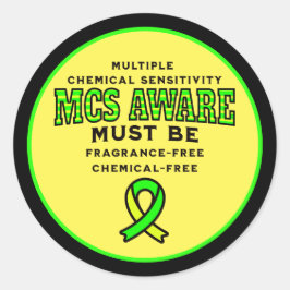 Pegatina Redonda Conciencia MCS de sensibilidad química múltiple