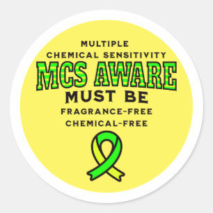 Pegatina Redonda Conciencia MCS de sensibilidad química múltiple