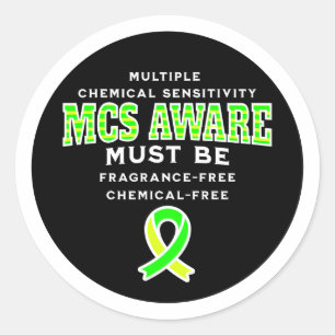 Pegatina Redonda Conciencia MCS de sensibilidad química múltiple