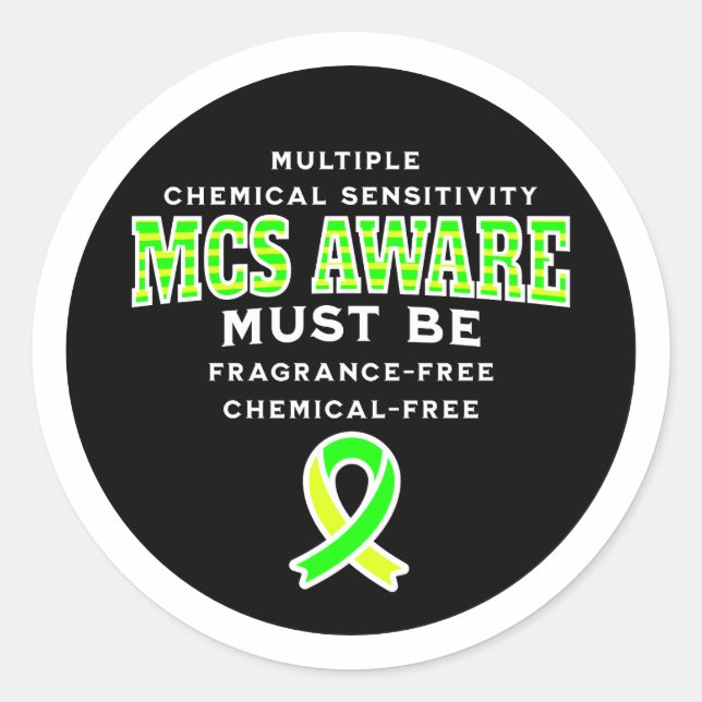 Pegatina Redonda Conciencia MCS de sensibilidad química múltiple (Anverso)