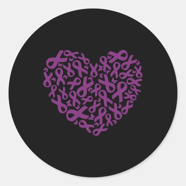 Pegatina Redonda Conciencia pancreática sobre el cáncer Cinta púrpu (Anverso)