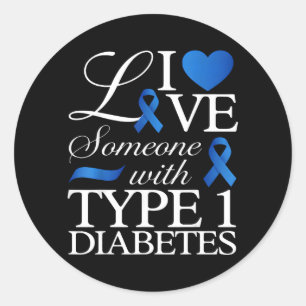 Pegatina Redonda Conciencia para Quien Ama a Alguien con Diabetes T