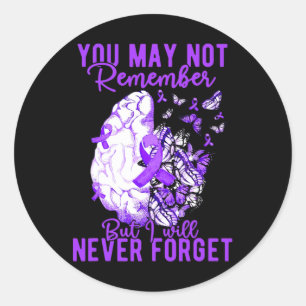 Pegatina Redonda Conciencia que no puede recordar mariposa cerebral