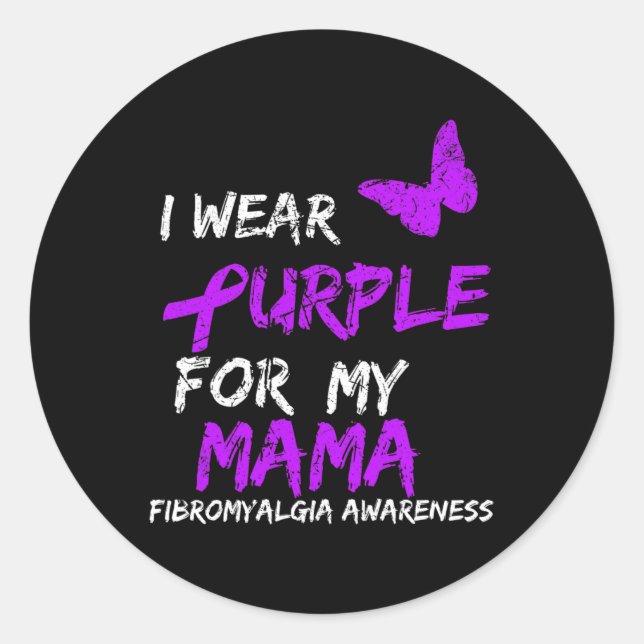 Pegatina Redonda Conciencia Que Uso Púrpura Para Mi Mamá 5 (Anverso)