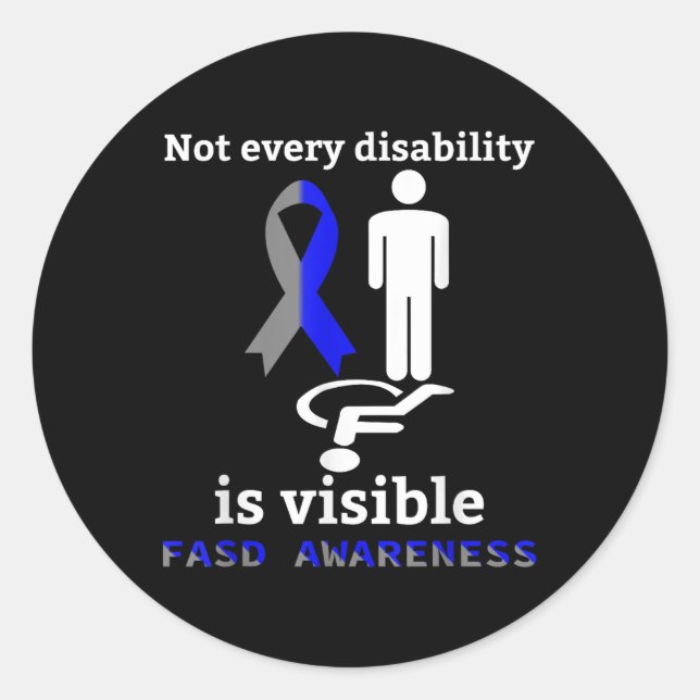 Pegatina Redonda Conciencia rápida Trastorno del espectro alcohólic (Anverso)