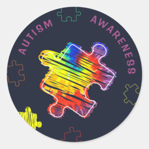 Pegatina Redonda Conciencia sobre autismo desconcierta grietas de c