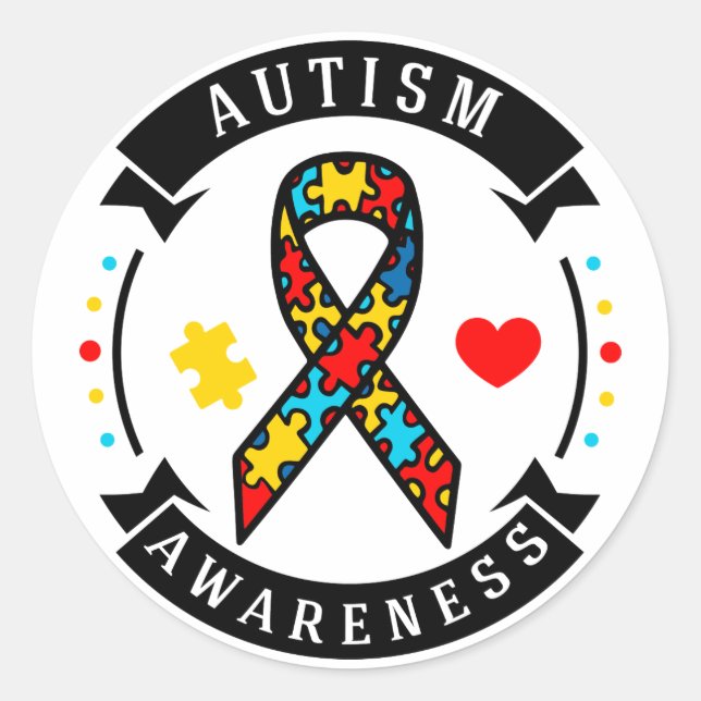 Pegatina Redonda Conciencia sobre el autismo (Anverso)