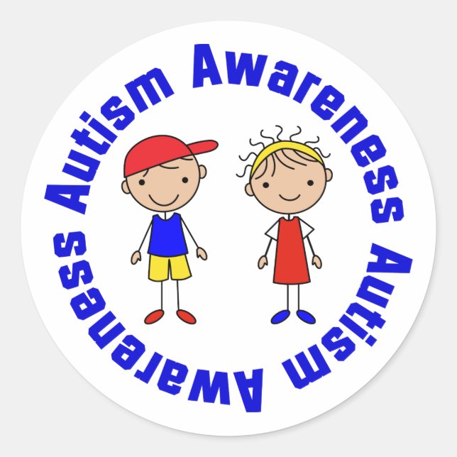 Pegatina Redonda Conciencia sobre el autismo (Anverso)