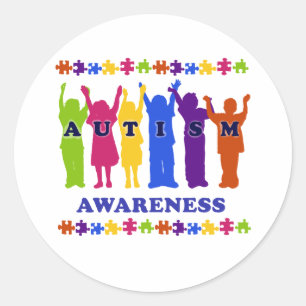 Pegatina Redonda Conciencia sobre el autismo 2009 Tees and Gifts