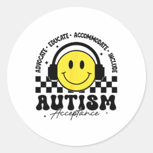 Pegatina Redonda Conciencia sobre el Autismo Aceptación Educación E
