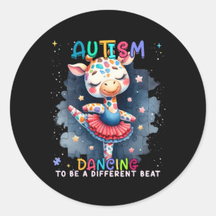 Pegatina Redonda Conciencia Sobre El Autismo Cuidó El Baile De Unic