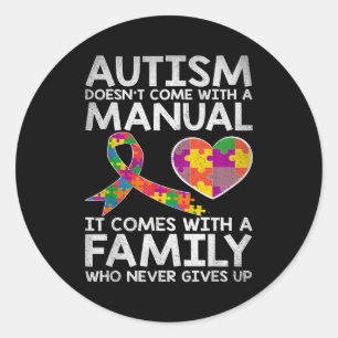 Pegatina Redonda Conciencia sobre el autismo el autismo no viene co