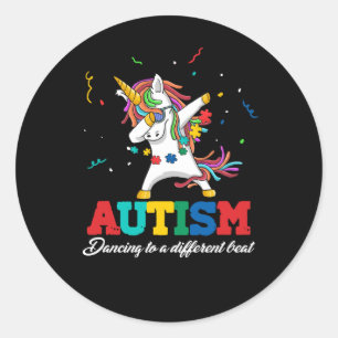 Pegatina Redonda Conciencia sobre el autismo: el rompecabezas del b