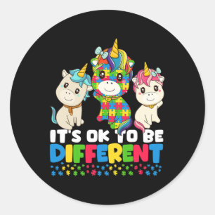 Pegatina Redonda Conciencia sobre el autismo en Unicorn