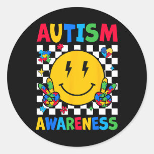 Pegatina Redonda Conciencia sobre el Autismo Equipo de Apoyo Sonris