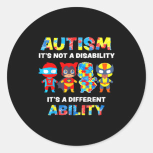 Pegatina Redonda Conciencia sobre el Autismo Es una Habilidad Difer
