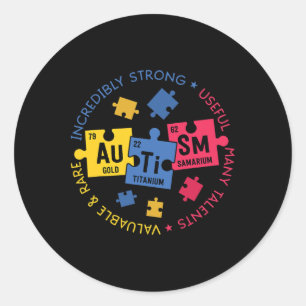Pegatina Redonda Conciencia sobre el autismo Maestra de Ciencia del
