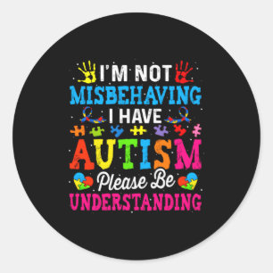 Pegatina Redonda Conciencia sobre el autismo No me estoy portando m