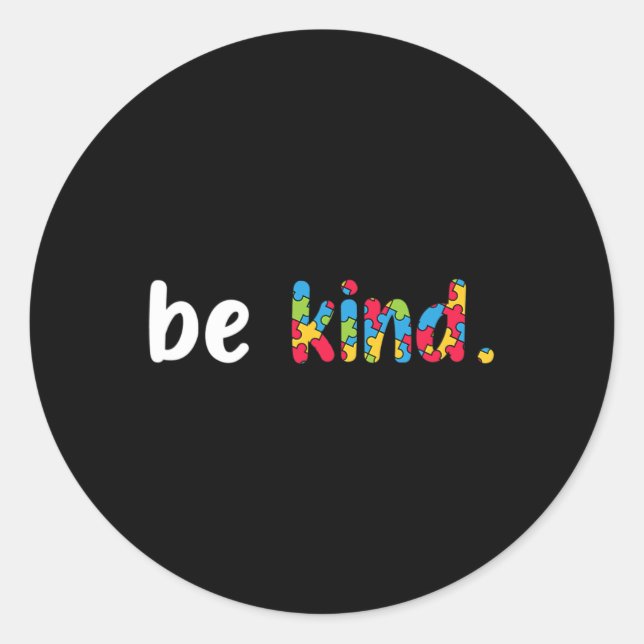 Pegatina Redonda Conciencia sobre el autismo: Piezas de rompecabeza (Anverso)