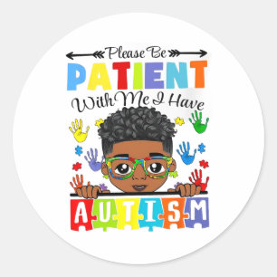 Pegatina Redonda Conciencia sobre el autismo, por favor, ten pacien