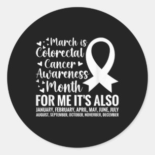 Pegatina Redonda Conciencia sobre el cáncer colorrectal Mes de cánc