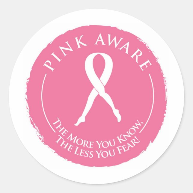 Pegatina Redonda Conciencia sobre el cáncer de mama (Anverso)