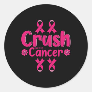 Pegatina Redonda Conciencia sobre el cáncer de mama Bling Cinta ros