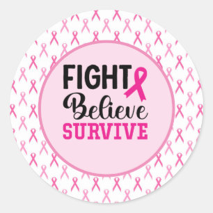 Pegatina Redonda Conciencia sobre el cáncer de mama con cinta rosa