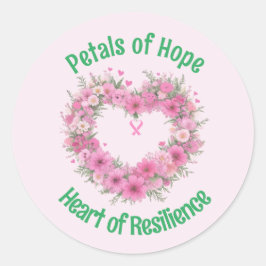 Pegatina Redonda Conciencia sobre el cáncer de mama Corazón floral