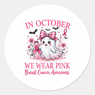 Pegatina Redonda Conciencia Sobre El Cáncer De Mama De Nk Ribbon 20