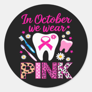 Pegatina Redonda Conciencia Sobre El Cáncer De Mama Dental En Octub