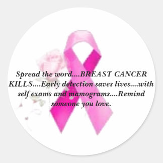 Pegatina Redonda Conciencia sobre el cáncer de mama "Difunde la voz