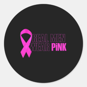 Pegatina Redonda Conciencia sobre el cáncer de mama Los hombres rea