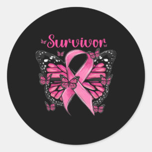 Pegatina Redonda Conciencia sobre el cáncer de mama Sobreviviente d