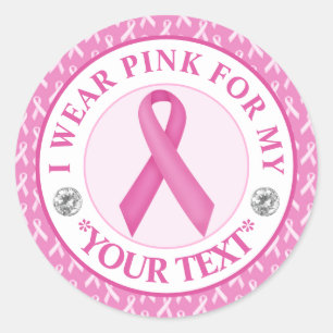 Pegatina Redonda Conciencia sobre el cáncer de mama Uso rosa por