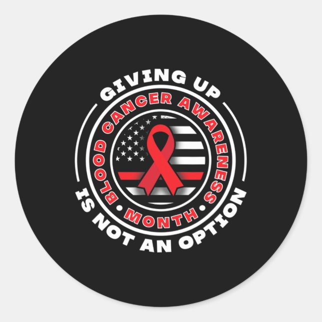 Pegatina Redonda Conciencia sobre el cáncer de sangre. Renunciar No (Anverso)