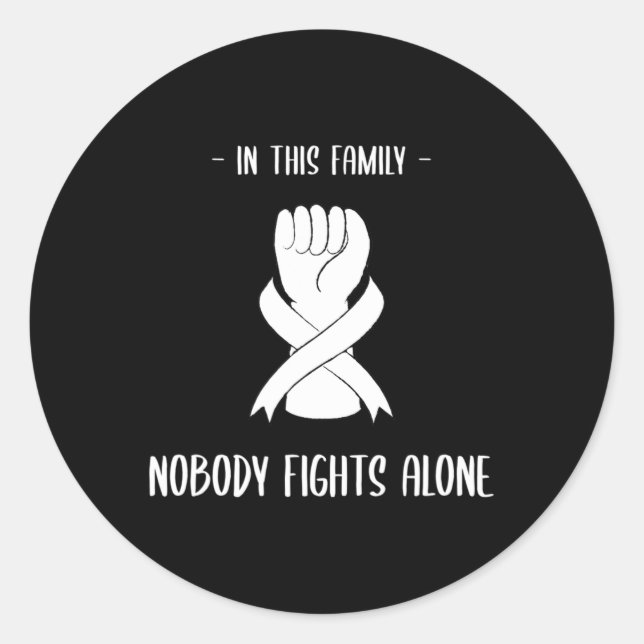 Pegatina Redonda Conciencia sobre el cáncer en esta familia, nadie  (Anverso)