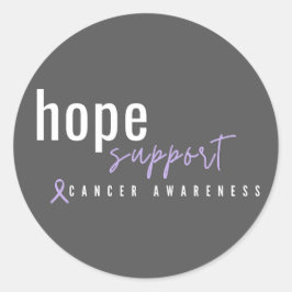 Pegatina Redonda Conciencia sobre el cáncer, esperanza de apoyo. Et