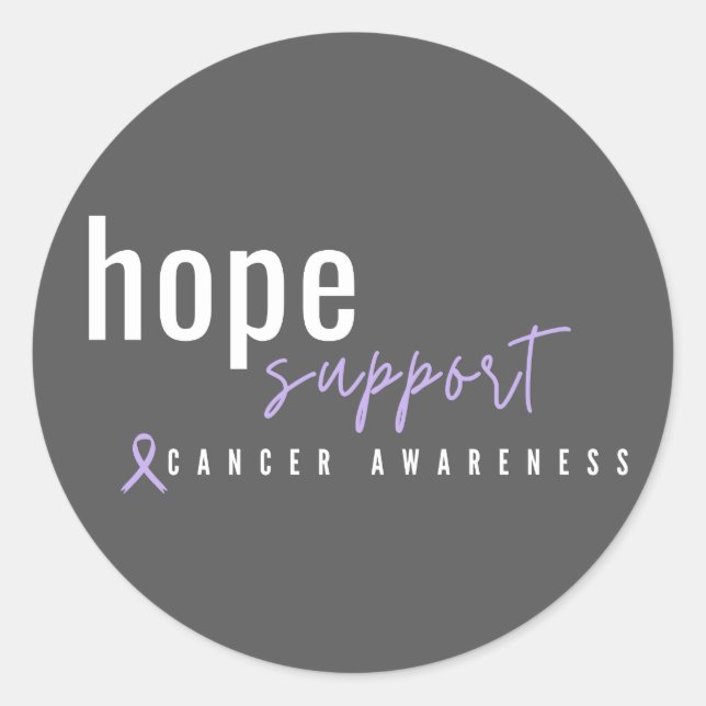 Pegatina Redonda Conciencia sobre el cáncer, esperanza de apoyo. Et (Anverso)