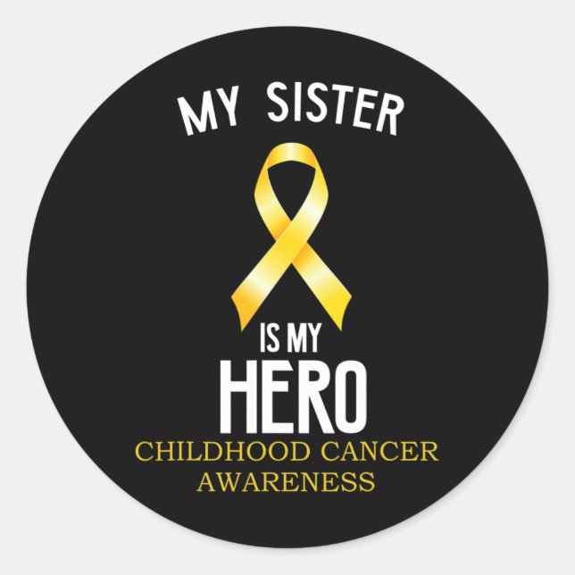Pegatina Redonda Conciencia sobre el cáncer infantil Mi hermana es  (Anverso)