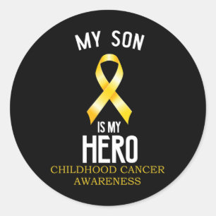 Pegatina Redonda Conciencia sobre el Cáncer Infantil Mi Hijo Es Mi 