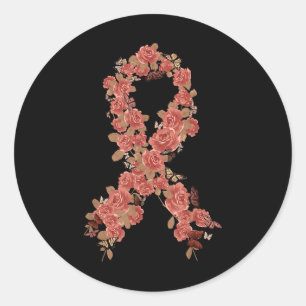 Pegatina Redonda Conciencia sobre el cáncer uterino y endógena de C