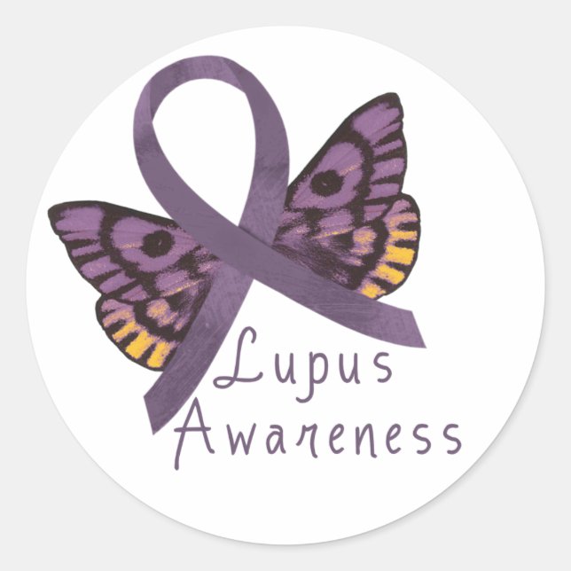 Pegatina Redonda Conciencia sobre el Lupus (Anverso)