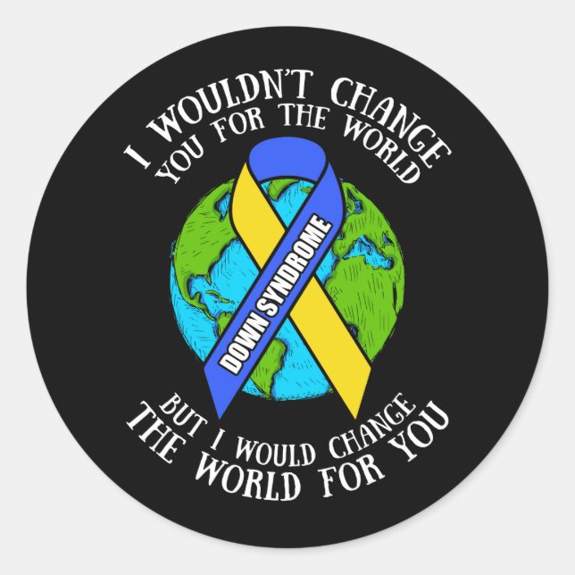Pegatina Redonda Conciencia sobre el síndrome de Down Cambiaría el  (Anverso)