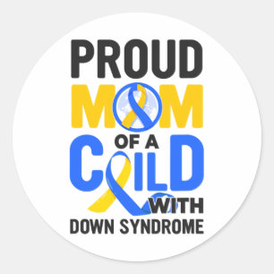 Pegatina Redonda Conciencia sobre el síndrome de Down Mamá orgullos