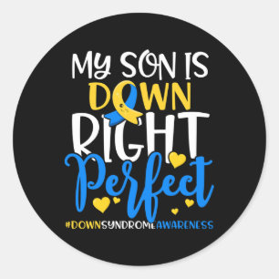 Pegatina Redonda Conciencia sobre el síndrome de Down Mi hijo está 